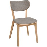 Stühle aus Eiche Massivholz Webstoff Bezug in Hellgrau (2er Set) von TopDesign