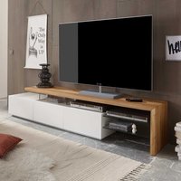 TV Lowboard in Weiß mit Eiche Massivholz von TopDesign