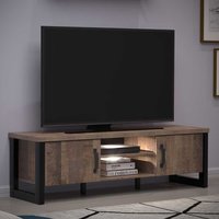 TV Möbel Industriestil in Eiche dunkel und Schwarz 166 cm breit von TopDesign