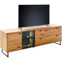 TV Sideboard Wildeiche Glastür Anthrazit zwei Schubladen von TopDesign