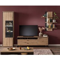 TV Wohnwand in Eichefarben und Anthrazit modern (dreiteilig) von TopDesign