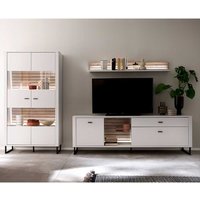 TV Wohnwand weiss in modernem Design 185 cm hoch (dreiteilig) von TopDesign