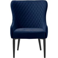 Vintage Esstisch Sessel in Blau Samt Armlehnen von TopDesign