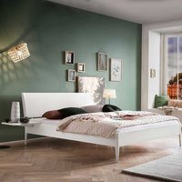 Weißes Doppelbett aus Buche Massivholz optional mit Konsolen bestellbar von TopDesign