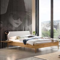 Wildeiche Bett mit Polster Kopfteil in modernem Design 140x200 cm von TopDesign