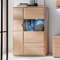 Wohnzimmer Highboard aus Eiche Bianco Glas LED Beleuchtung von TopDesign