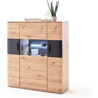 Wohnzimmer Highboard in Eichefarben und Anthrazit 3-türig von TopDesign