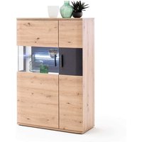 Wohnzimmer Kommode in Eichefarben und Anthrazit Glas von TopDesign