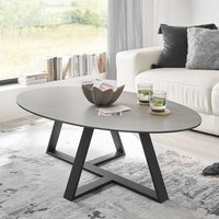 Wohnzimmer Tisch oval aus Keramik Sicherheitsglas und Metall von TopDesign