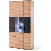 Wohnzimmervitrine in Eichefarben und Anthrazit 100 cm breit von TopDesign