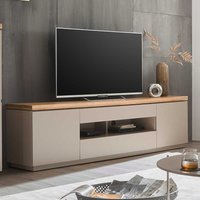 XL TV Lowboard in Taupe Deckplatte aus Akazie Massivholz von TopDesign