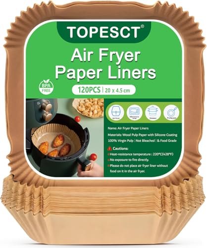 TopEsct Backpapier für Heißluftfritteuse, 120er-Pack 20 cm Airfryer Backpapier Lebensmittelqualität, Wasserdicht Ölfest Heißluftfritteuse Zubehör für 4,5-8L Körben TopEsct Backpapier für Heißluftfritteuse, 120er-Pack 20 cm Airfryer Backpapier Lebensmittelqualität, Wasserdicht Ölfest Heißluftfritteuse Zubehör für 4,5-8L Körben von TopEsct
