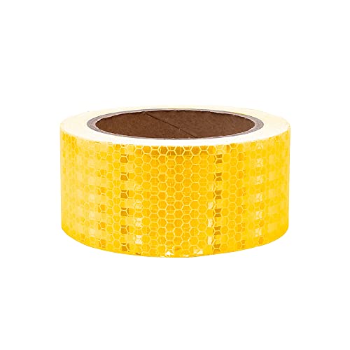 1 Rolle Reflektorband Selbstklebend, 5 cm x 9 m Wasserdicht im Freien Reflektorband Selbstklebender Aufkleber Hohe Sichtbarkeitband Warnband (Gelb) von TopHomer
