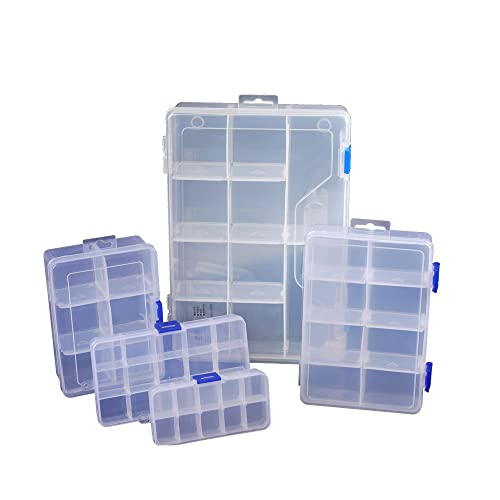 10 Gitter Transparente Sortierboxen Kleinteile Plastik Aufbewahrungsbox Kunststoff Storage Box Klar Sortimentskasten für Kleinteile Schmuck Ohrringe 1 Stück von TopHomer