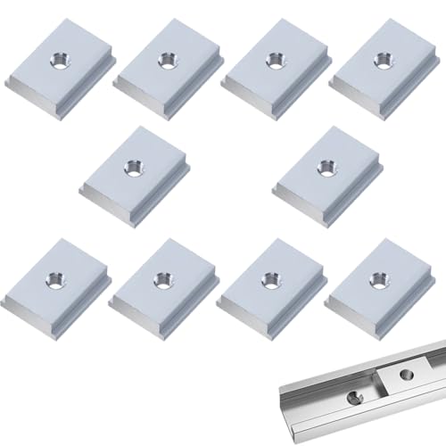 10 Stück T-Nut-Muttern, M6 Gewinde Gleitmuttern T-Nutmuttern Stecknuss T-Mutter, Holzbearbeitungswerkzeug Stecknuss, Silber von TopHomer