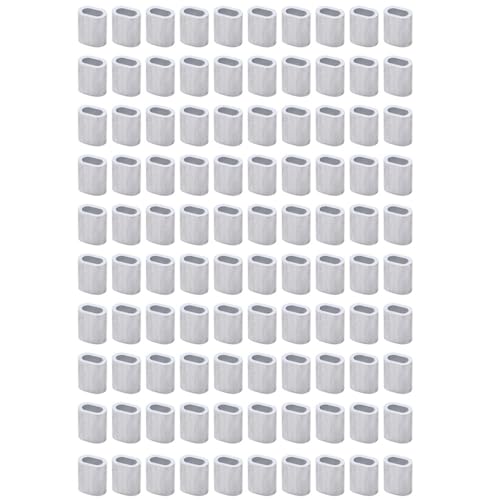 100 Stück Drahtseil-Crimphülsen, 1,5 mm, elliptische Aluminiumhülsen, Crimpschlaufen, Clips für Draht-/Seil-/Kabelbefestigung 100 Stück Drahtseil-Crimphülsen, 1,5 mm, elliptische Aluminiumhülsen, Crimpschlaufen, Clips für Draht-/Seil-/Kabelbefestigung von TopHomer