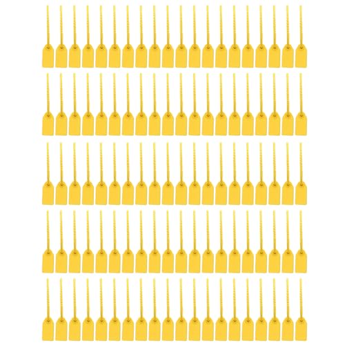 100 Stück Gelb Kunststoff-Siegel, Sicherheitsetiketten, nummerierte Kabelbinder, manipulationssichere Kabelbinder für Handtaschen, Gepäck, Kleidung, Schuhe, Postpakete 100 Stück Gelb Kunststoff-Siegel, Sicherheitsetiketten, nummerierte Kabelbinder, manipulationssichere Kabelbinder für Handtaschen, Gepäck, Kleidung, Schuhe, Postpakete von TopHomer