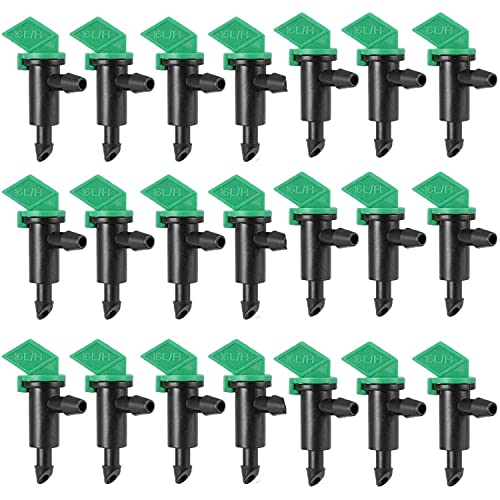 100 Stück Grüne Flagge Tropfstrahler Tropfstrahler 16L/H Strahler Sprinkler Tropfer Systemteile Verbinden 4mm/7mm Schlauch für Rasengemüsegarten von TopHomer