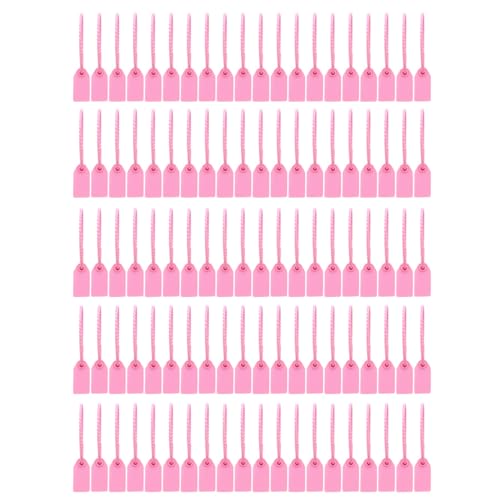 100 Stück Rosa Kunststoff-Siegel, Sicherheitsetiketten, nummerierte Kabelbinder, manipulationssichere Kabelbinder für Handtaschen, Gepäck, Kleidung, Schuhe, Postpakete von TopHomer