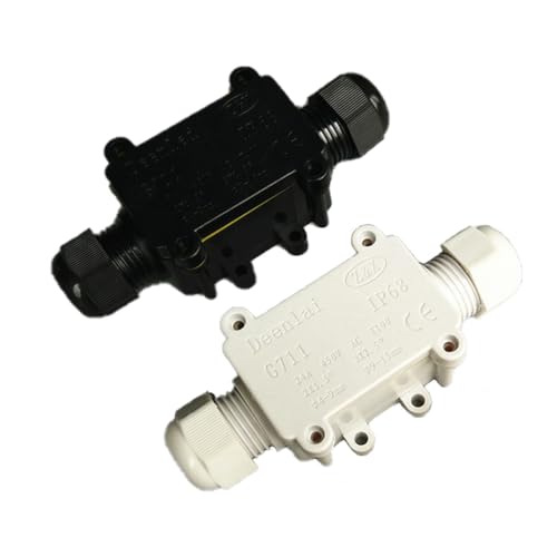 2 Stück IP68 Wasserdichte Abzweigdose, 2 Wege Elektrischer Außenverteilerdose, Drahtbereich 4–9 mm und 9–15 mm (Schwarz+Weiß) von TopHomer