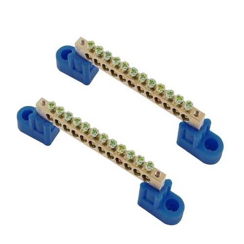 2 Stück Messingdraht-Schraubklemmenblöcke mit 12 Positionen, Klemmensammelschiene, Erdungsstreifenklemme für die Stromverteilung(12P) von TopHomer