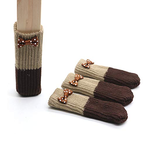 24 Stück Stuhlsocken, hochelastische Bodenschoner, Stuhlbeine, Bodenschoner, rutschfeste Stuhlfüße, Socken für Tisch, Stühle, Schreibtische, Hausstühle (beige Schleife) von TopHomer