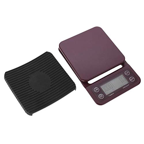 3kg/0.1g Violett, Wasserdichte digitale Küchenwaage, hochpräzise Espresso-Waage, leicht zu reinigen und zu verwenden, für Gewichtsabnahme, Diät, Backen, Kochen von TopHomer
