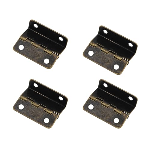 4 Stück dreifach gefaltete dekorative Kastenscharniere, 41 mm, halbflächige Truhenscharniere für Tür, Schrank und Schmucktruhe (Antik-Bronze) von TopHomer