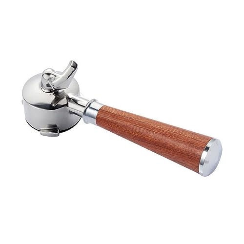 54mm Bodenloser Siebträger, Wiederverwendbarer Kaffeebodenloser Siebträger Doppelauslauf Kaffeefilter Ersatz 3 Ohr Massivholzgriff für 870 880 Kaffeemaschine (typ A) von TopHomer