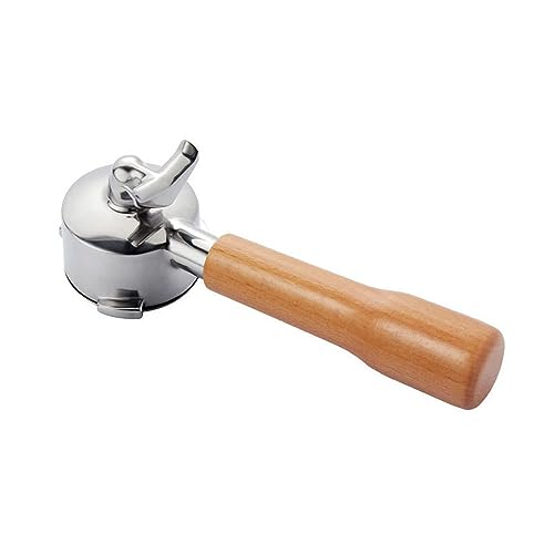 54mm Bodenloser Siebträger, Wiederverwendbarer Kaffeebodenloser Siebträger Doppelauslauf Kaffeefilter Ersatz 3 Ohr Massivholzgriff für 870 880 Kaffeemaschine (typ B) von TopHomer