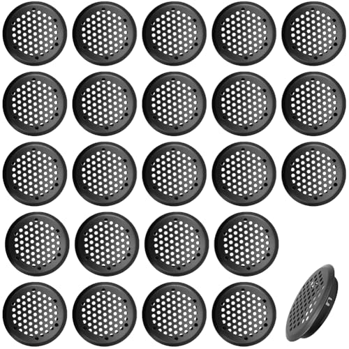 6 Stück rundes Netzloch, Edelstahl-Lüftungsschlitzabdeckungen, 65 mm, Lüftungsgitter für Küche, Badezimmer, Schrank, Bücherregal, Kleiderschrank (schwarz) von TopHomer