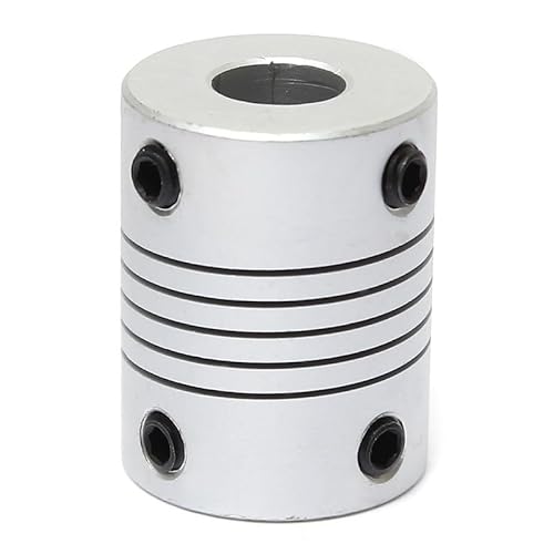 6.35mm x 8mm D19 L25 Flexible Wellenkupplung aus Aluminium, leichte Verriegelungswelle, zum Verbinden von 4 bis 10 mm Wellen in 3D-Druckern, Servo-Schrittmotoren, Drehgebern von TopHomer
