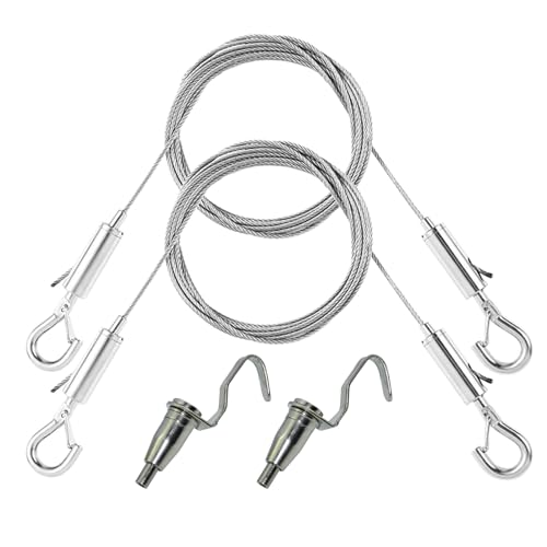 Bilder Aufhängedraht, 2m*1,5mm Edelstahl Aufhängeseil, Spiegel Aufhängedraht, Bilderaufhänger, Drahtseil Zum Aufhängen Von Bilderhaken, Fotorahmen, Lichtspiegel (2stück Draht+2stück Haken) von TopHomer