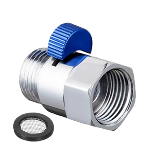 Duschabsperrventil, G1/2 Messing Duschwasserbegrenzungsschalter, Universal-Duschkopf, Durchflussregelventil für Handbrause, Bidet-Sprühgerät (blau) von TopHomer