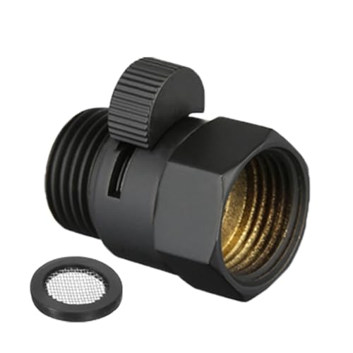 Duschabsperrventil, G1/2 Messing Duschwasserbegrenzungsschalter, Universal-Duschkopf, Durchflussregelventil für Handbrause, Bidet-Sprühgerät (mattschwarz) von TopHomer