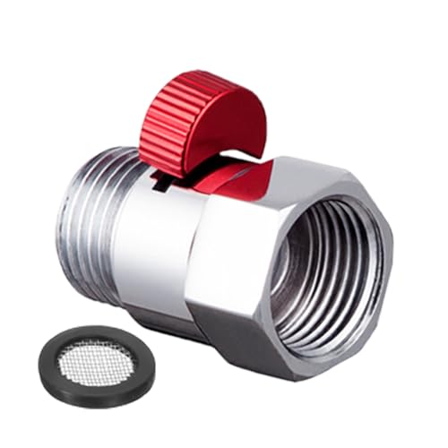 Duschabsperrventil, G1/2 Messing Duschwasserbegrenzungsschalter, Universal-Duschkopf, Durchflussregelventil für Handbrause, Bidet-Sprühgerät (rot) von TopHomer