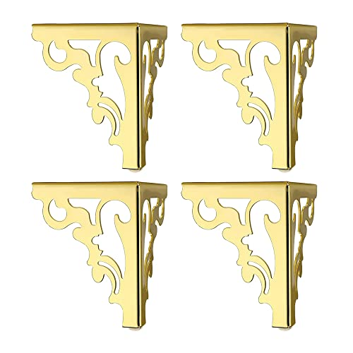 Eckbeine aus Metall, moderner Stil, dreieckig, für Schrank, Tisch, Schrank, Sofa, europäisches Blumenmuster, 4 Stück, 15 cm Höhe, Gold Eckbeine aus Metall, moderner Stil, dreieckig, für Schrank, Tisch, Schrank, Sofa, europäisches Blumenmuster, 4 Stück, 15 cm Höhe, Gold von TopHomer