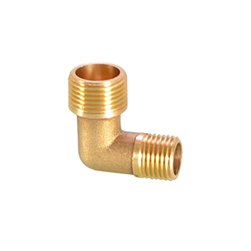 Gewindewinkelanschluss aus Messing, 90 Grad Ellbogenanschluss Messingschlauch Barbe Gewindefittings Messingrohr, BSP Rohr Öl Gasbogen Fitting Kupplung (3/8" Male x DN8 1/4" Male) von TopHomer