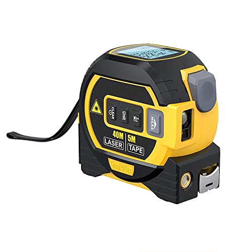 Laser Messgerät Massband, 3 in 1 Digital Laser Entfernungsmesser mit LCD -Display, Lasermessung 131 ft, Maßband 16 ft, mit Selbstsichernder Vorrichtung von TopHomer