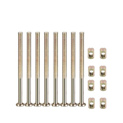 M6 x 100 mm Möbelschrauben-Mutter-Set, 8 Stück, Karbonstahl, Möbelverbinder, Befestigungselement, Innensechskantschraube mit Zylindermuttern für Stuhl, Möbel, Bett von TopHomer