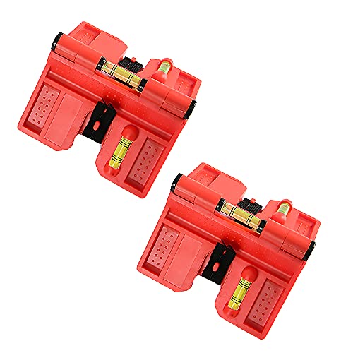 Magnetische Pfostenwaage Werkzeug, Faltbare Horizontale Vertikale Wasserwaage, Tasche Einstellbarer Winkel Holzbearbeitung Wasserwaage, Rot, 2 Stück von TopHomer