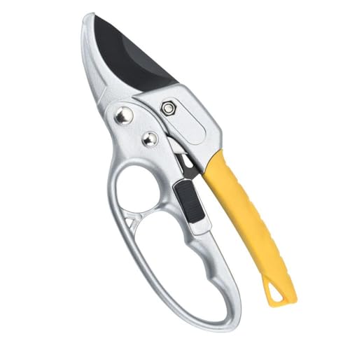 Ratschen Bypass Gartenschere, Verstärkter Griff zum Sparen von Kraft Ratschen Bypass Gartenschere, Ratschen Hand Ambossschere von TopHomer