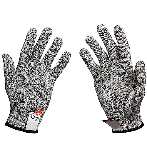 Schnittfeste Handschuhe, Level 5 Anti-Schnitt-Handschuhe, HHPE-Schutz, Sicherheits-Arbeitshandschuhe für Küche, Kochen, Fleischschneiden und Holzbearbeitung, M von TopHomer