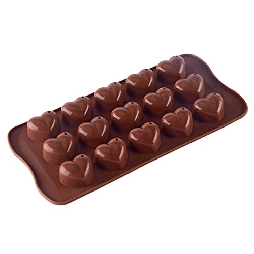 Silikonform mit Herzen Herzbackform, Primärfarbe/Braun 15 Herzchen Backform, Schokolade Candy Formen für Kuchen, Muffincups von TopHomer
