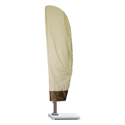 Sonnenschirmabdeckungen, wasserdichte Oxford-Regenschirm-Staubschutzhüllen, Bogen-Typ, Gartenschirm-Schutz mit Reißverschluss und Kordelzug (Beige, 280 x 30 x 81 x 46 cm) von TopHomer