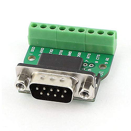 TopHomer 1 x DB9 Breakout-Board-Stecker, 9-polig, 2-reihig, RS232, serieller Anschluss, lötfreier Terminalblock-Adapter. von TopHomer