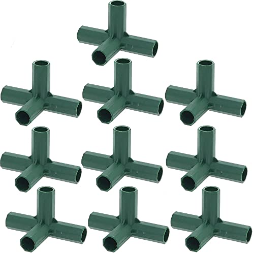 TopHomer 10 Stück Kunststoff-Gewächshaus-Rahmenverbinder, 16 mm, robust, stabile Unterstützung für Gartenrahmen, Obstkäfige, Netzrahmen, Zäune (4-Wege-Eckverbinder) von TopHomer