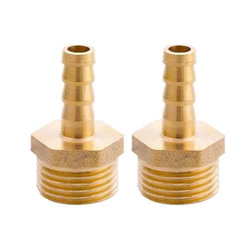 TopHomer 2 Stück Messing Schlauchanschluss, G 1/2" Außengewinde Schlauchanschluss Garten Widerhaken Schlauch Rohrverbindung Adapter (8mm) von TopHomer