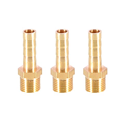 3 Stück Messing Widerhaken Schlauchverschraubung Kupplung Verbindungsstück 6 mm auf 1/8 Zoll Außengewinde BSP-Gewinde Rohrnippel Fitting Rohradapter von TopHomer
