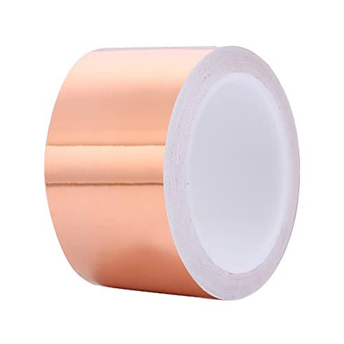 TopHomer 60mm Breite Kupferfolienband, Kupferband Schneckenabwehr Einseitig Leitfähiges EMI Abschirmband, Selbstklebendes Kapton Tape für Erdung, Musikinstrumente, Gärten, 20M Länge von TopHomer